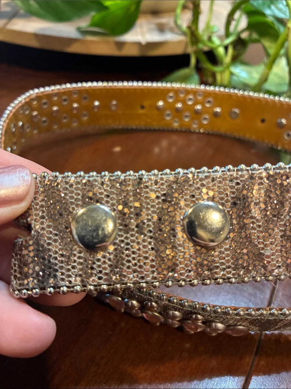 New Girls Size 20 Nocona Pink Studded Leather Belt w/ Horseshoe Crystals (ABBA)